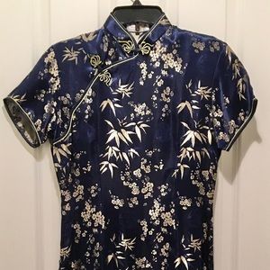 Chinese Silk Qipao Jacquard Long Dress